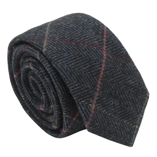 Ensemble homme tweed à carreaux à chevrons style moderne cravate fine et poche carrée par DQT - Photo 9/25