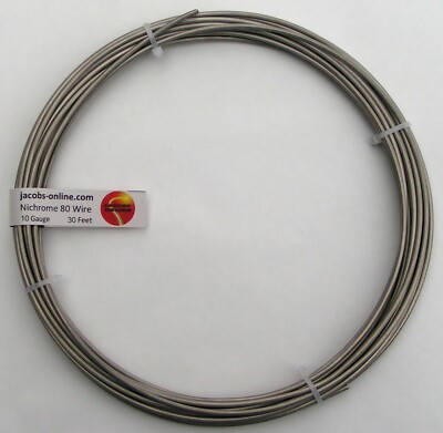 Nichrome 80 resistance wire, 10 AWG (gauge), 30 feet
