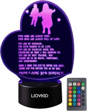 LJOYKID Heart Shaped LED 3D Light Mother Gift...