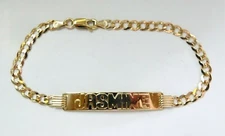 L@@K Beautiful Solid 14K Yellow Gold Curb ID BRACELET 8" for JASMINE