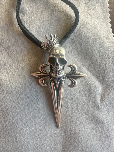 King Baby Studio Sterling Silver Crowned Skull Dagger Pendant