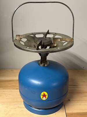 Vintage PRIMUS Refillable Propane Empty Bottle Tank No 2012 with Burner No 2077.