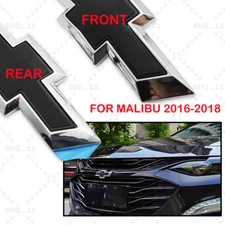 Front Grille & Rear Black Bowtie Emblem Set For 2016-2018 Malibu