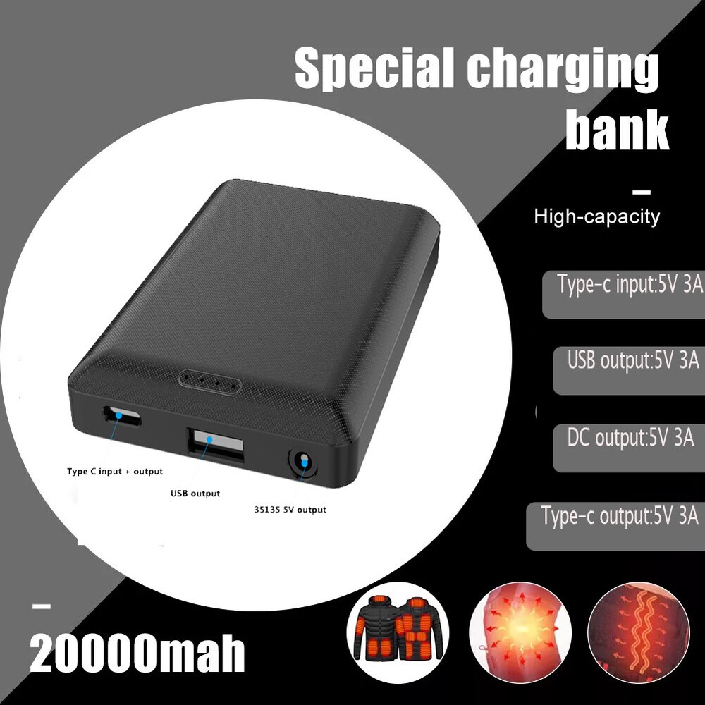 20000mAh Type-C Power Bank for Heated Vests - Portable Fast Charging