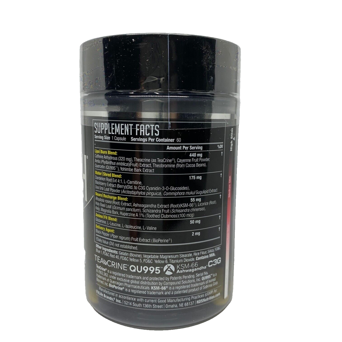 NDS Nutrition LipoRush XT Thermogenic Fat Burner - 60 Caps for