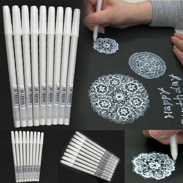 White Ink Gel Pen Artist Archival Tip Drawing Painting Sketching Pens