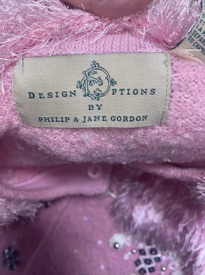 设计选项大号粉色/白色雪花毛衣开衫珠 Xl。 VGC — 第 4/4 张图片