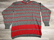 Vintage Blake by Devon Collared Striped Sweater Shoulder Pads Size XL USA Made