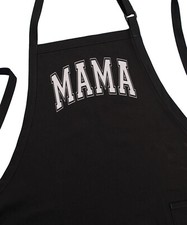 MAMA Mom Aprons For Women With Pockets, Black, Extra Long Ties, Cooking Apron