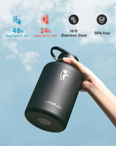 64 Oz Insulated Water Bottle With Strap & Sleeve, Half Gallon Water Ju - Picture 3 of 7