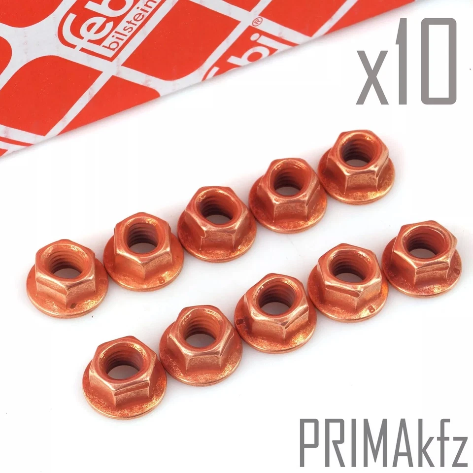 100x FEBI BILSTEIN Abgaskrümmer Mutter Kupfer M8 x 1,25 MERCEDES BMW VAG - Bild 2 von 2