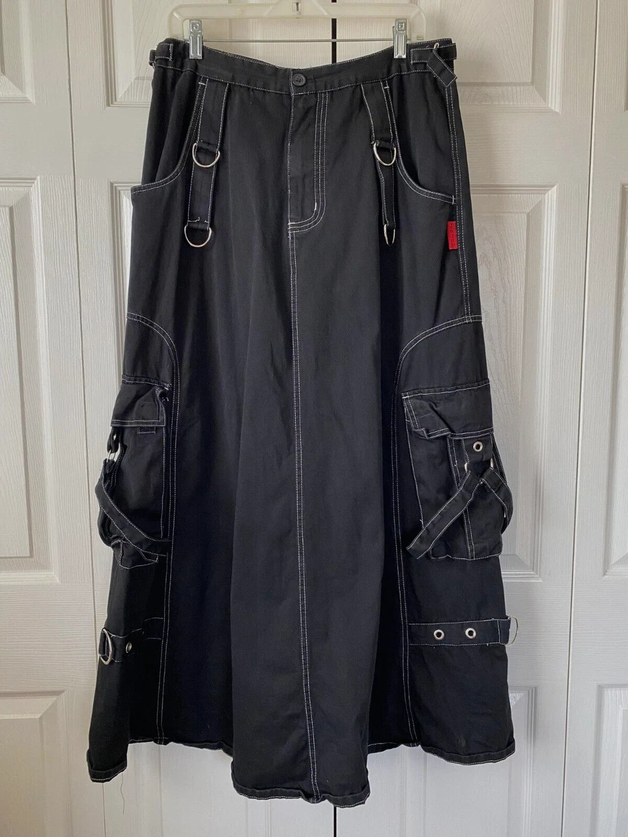 Tripp NYC Long Maxi Black Goth Punk Cargo Skirt w Pockets Zippers