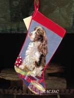 Springer Spaniel Dog Needlepoint Christmas Stocking Springer Spaniel Dog Needlepoint Christmas Stocking