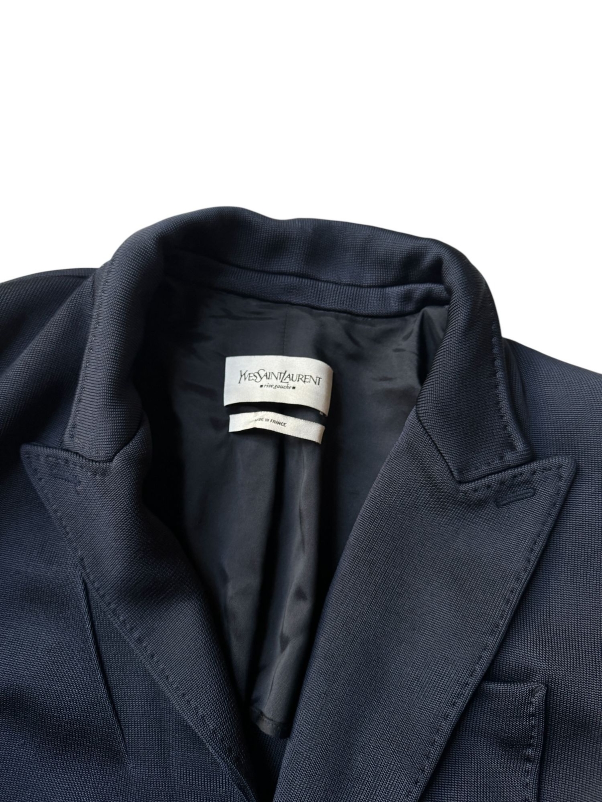 Giacca blazer Yves Saint Laurent by Tom Ford blu navy pesante taglia 44 adatta a grandi folli