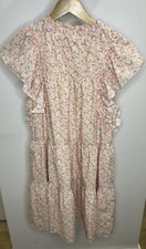 New !!TCEC Taupe Shift Dress Size M Lite Pink Floral Color