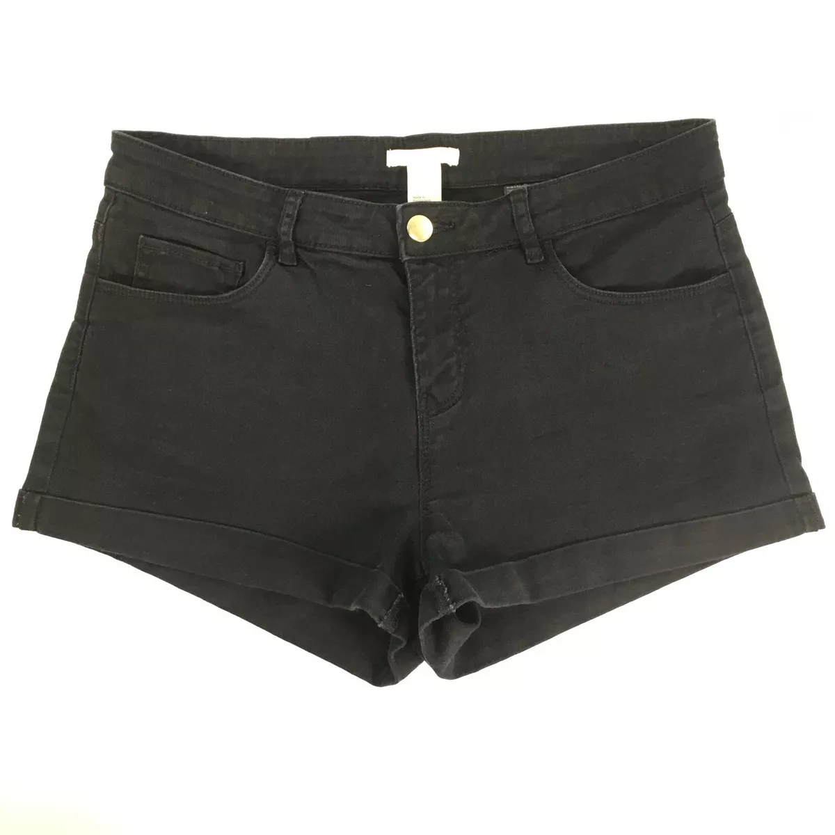 Mid rise black best sale shorts