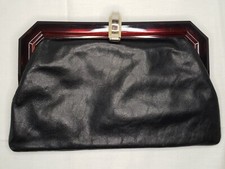 Vintage Genuine Leather Made In Italy Black Clutch