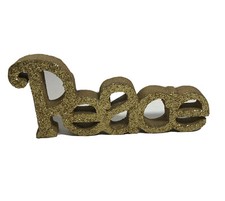 Peace Gold Glitter Tabletop Inspirational Wooden Cutout Sign Holiday Decoration