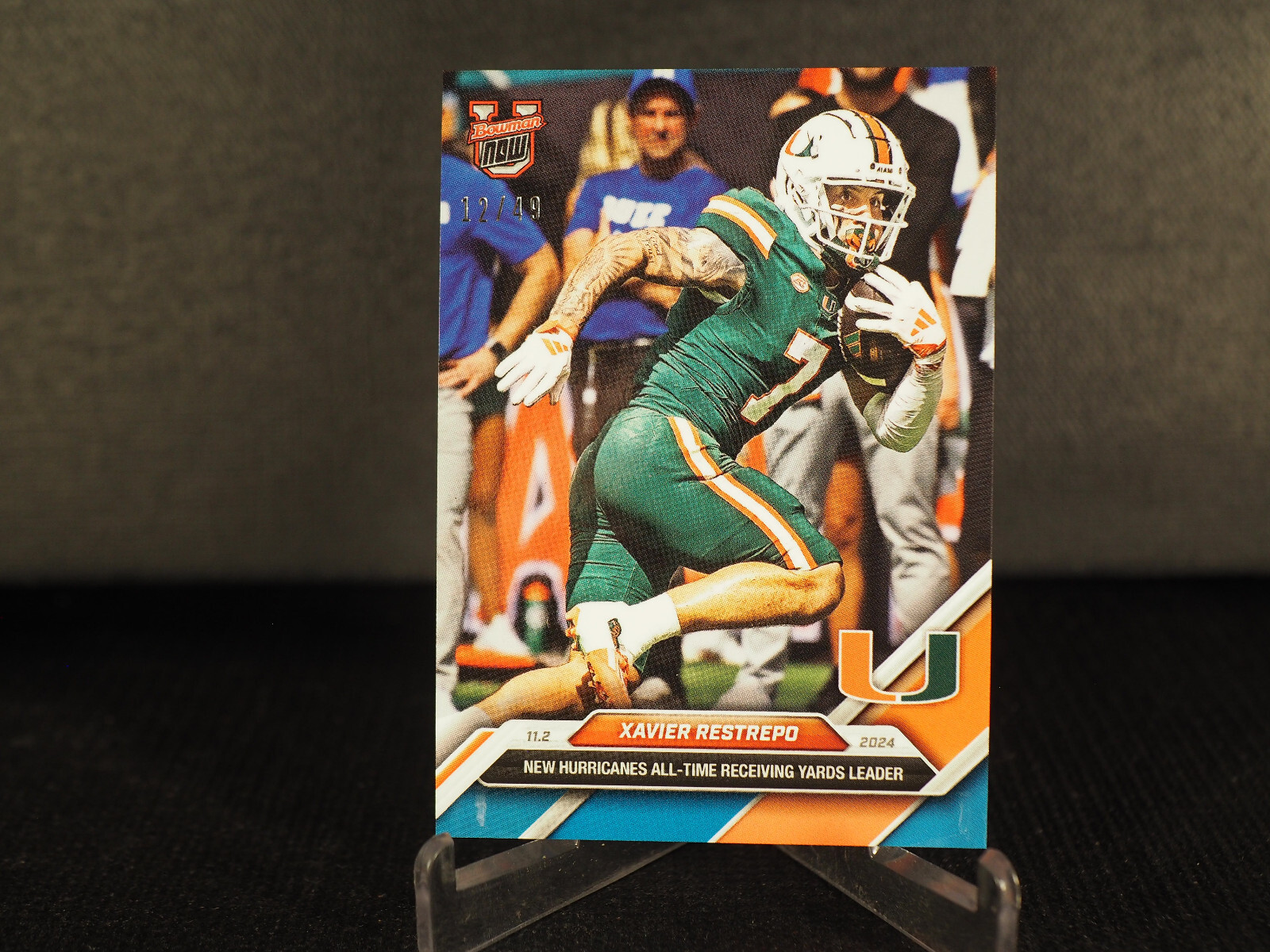 Xavier Restrepo Miami Record 2024 Bowman U Now Football 36 Blue Parallel 12/49