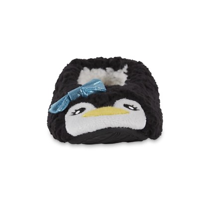 Basic Editions Girls' Black/White Penguin Fleece Slipper Socks