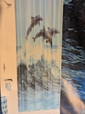 new Tropical Themed Peva SHOWER CURTAIN Blue Ocean Tranquil Jumping WHALES