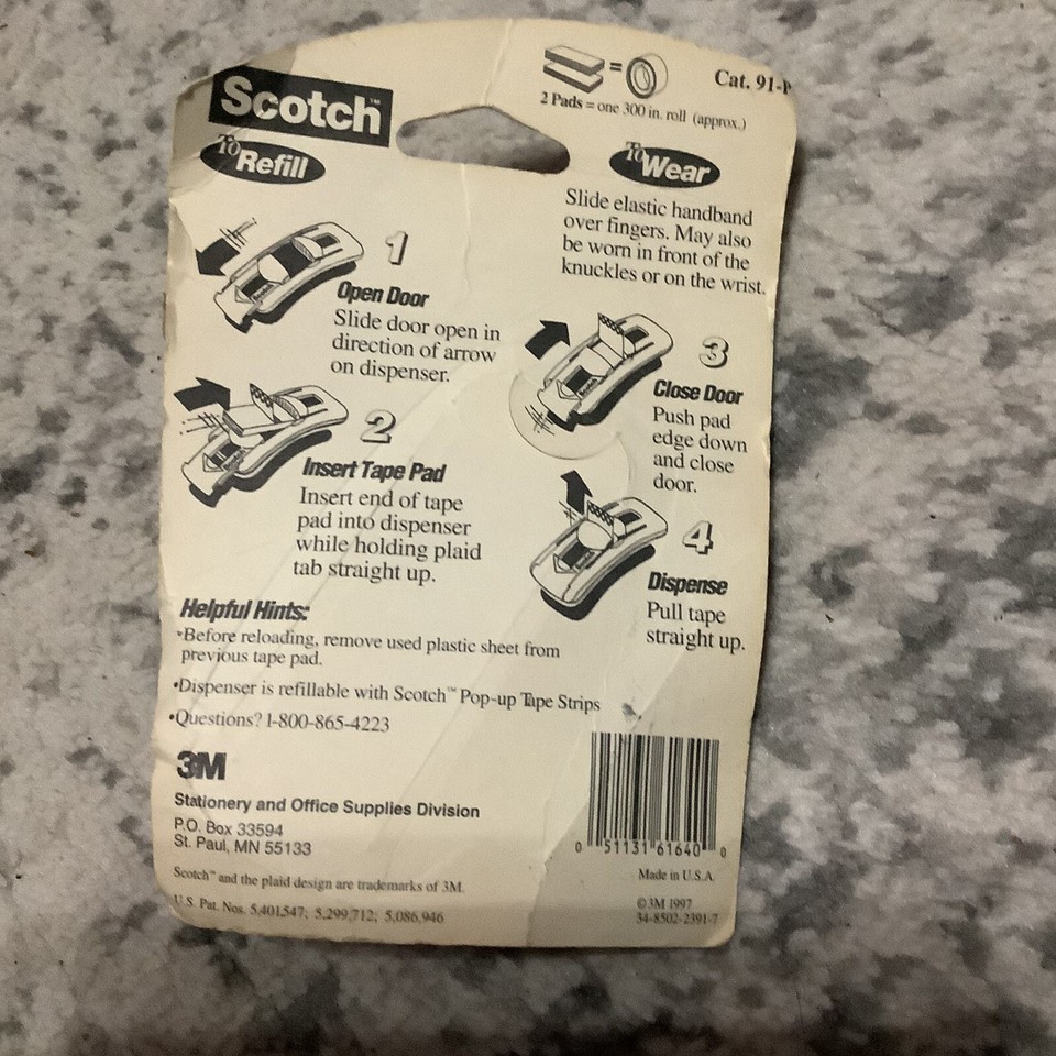 Vintage Scotch PopUp Tape Dispenser w/ Strips Refillable Old Stock Tape Pads eBay