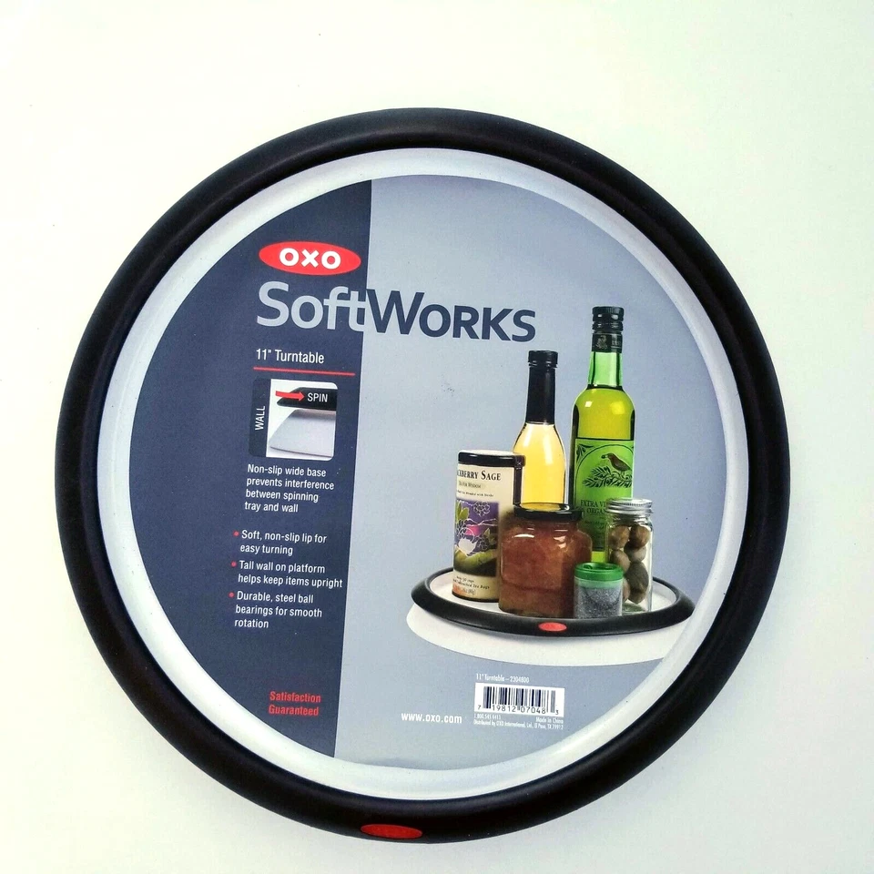 "Tocadiscos OXO SOFTWORKS 11"" Lazy Susan Blanco Negro Silencioso Fácil Giro NUEVO Foto 2 de 3
