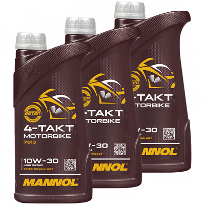 Motoröl Motor Öl MANNOL 10W-30 4-Takt Motorbike 3 X 1 Liter für Honda Peugeot