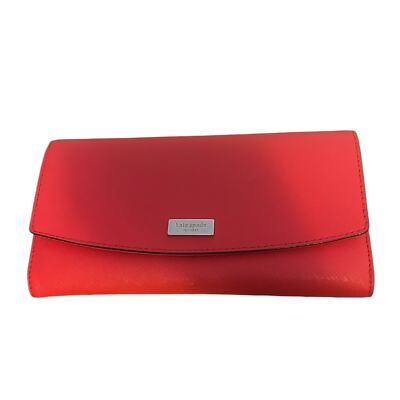 Kate Spade Red Saffiano Leather Snap Front Tri-Fold Wallet  display picture 1
