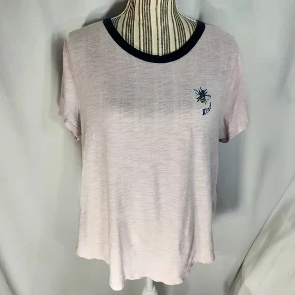 Old Navy Everywear Pink Bee Kind Short Sleeve Tee Shirt Size Large
