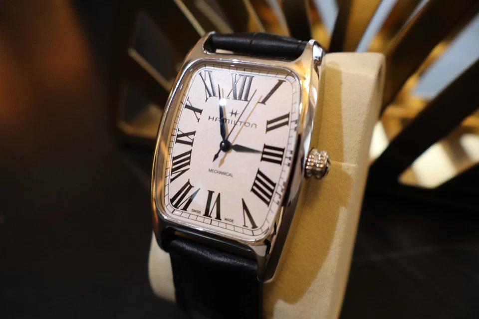 Часы Hamilton Boulton! Механический, ручной заводной механизм с белым циферблатом, синие стрелки - Изображение 4 из 4