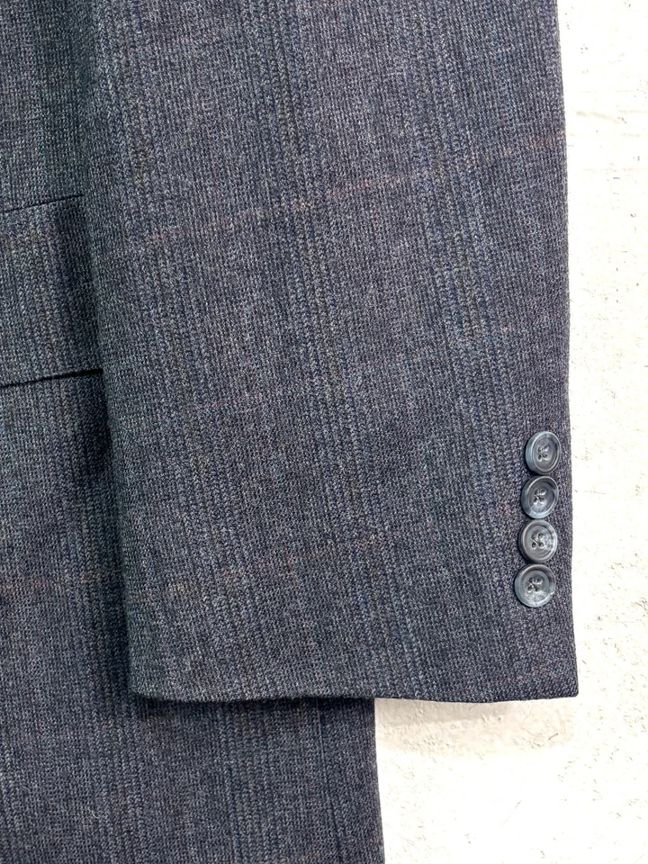 De colección Años 90 Austin Reed 42L 35x33 2 piezas Pantalón Traje Carbón Glen Cuadros EE. UU. Franela Lana Foto 3 de 4