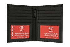 Marshal RFID Men's Genuine Leather European Bifold Wallet Slim Hipster 2 Wind...