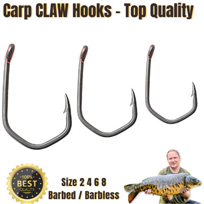 Carp Claw Hooks - Teflon Wide Gape Karpfen Angelhaken - Barbless / Microbarbed