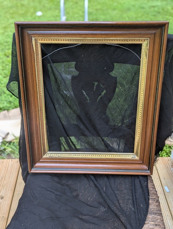 Antique Victorian Deep Well Dark Wood Gold Trim Picture Frame holds 14" x 17" #2