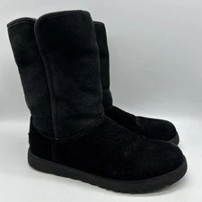 UGG Classic Short BLACK Boots Fold Down Women's US Size 8.5 EUR 39.5