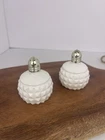 VINTAGE WHITE MILK GLASS SALT & PEPPER SHAKERS Set Made In Japan MCM Hobnail