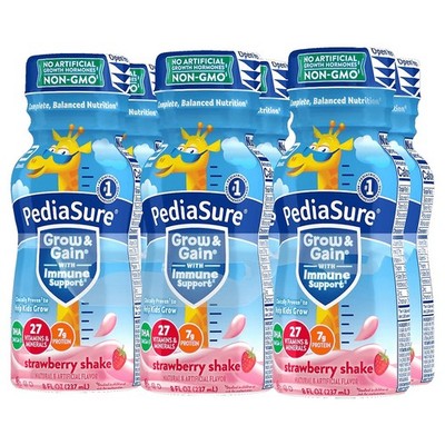 PediaSure Grow and Gain Nutritional Strawberry Shake Drink for Kids 48 Pack