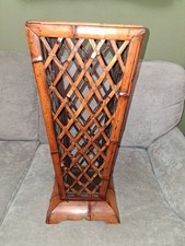   Title: Vintage Bamboo Rattan Stand/Umbrella Stand - MCM/Boho Chic