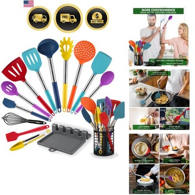 Silicone Kitchen Utensils Set 14pcs Heat Resistant Nonstick Cooking Tools