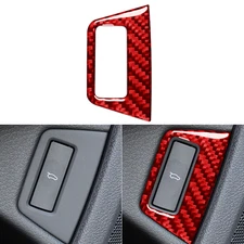 Red Carbon Fiber Rear Trunk Switch Button Trim Cover Panel For Audi Q7 2007-2015