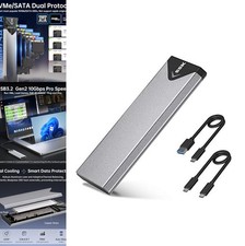 M.2 SSD Enclosure USB 3.2 Gen 2 10Gbps NVMe SATA Adapter Aluminum Tool Free