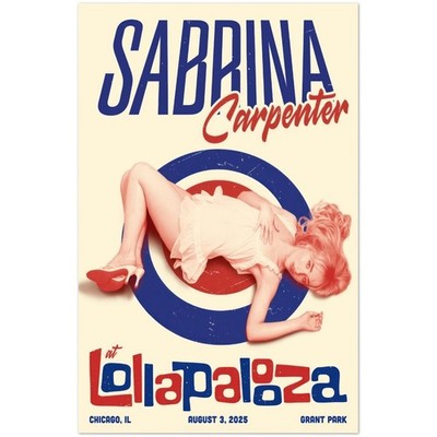 Sabrina Carpenter Lollapalooza Chicago August 3 2025 Concert Poster