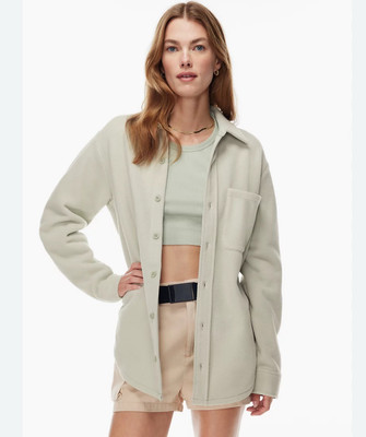 TNA Aritzia Sz 2 Polar Jacket Polartec 200 Long Sleeve Fleece Shacket Green Xx-8