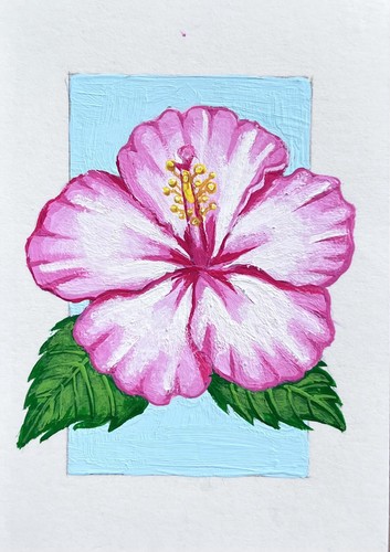 Hibiscus Flower ACEO Original Tradeable Art Card 2.5x3.5" by Emberlin Arts