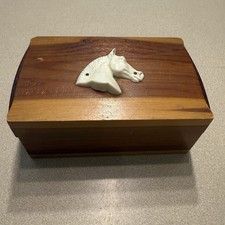 Made In USA Wooden Horse Trinket Box Painted Desert, Arizona #25