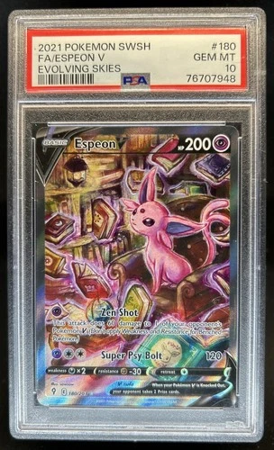 2021 Pokemon SWSH Evolving Skies Espeon V #180/203 PSA 10 GEM MINT