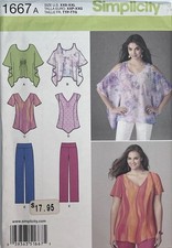 SIMPLICITY 1667 MISSES XXS-XXL PANTS blouse TOP loose Fit Pull On PATTERN UNCUT