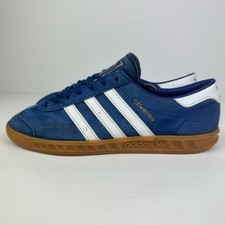 Adidas Hamburg Trainers Blue Suede Gum Sole UK 8 Mens Originals Casual Shoes
