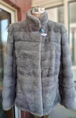 Genuine NERZ MINK НОРКА fur coat from transverse plates ./484/ - Bild 1 von 4